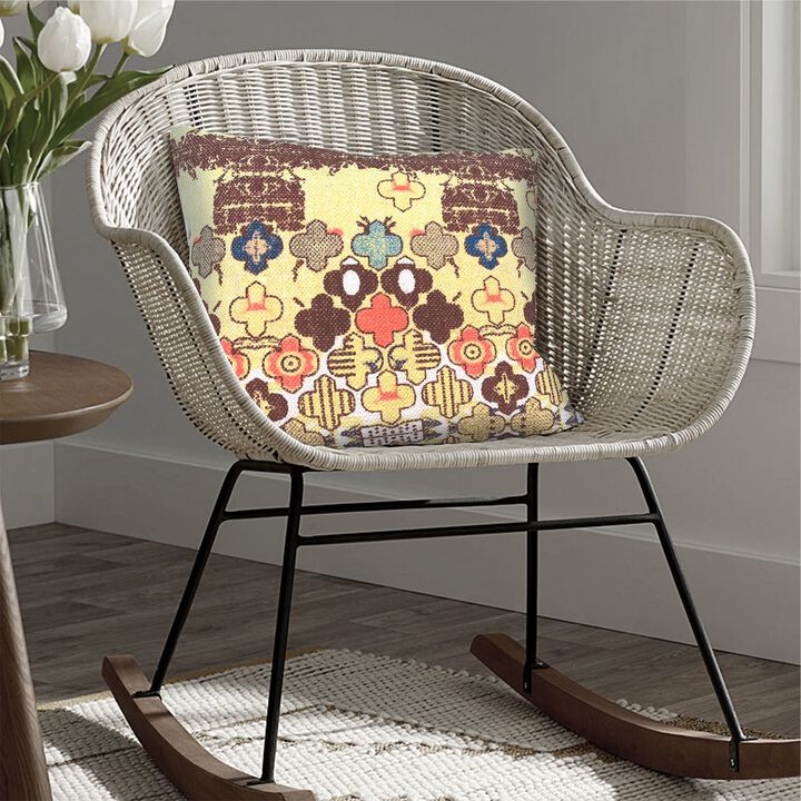 18 x 18 Square Accent Pillows, Printed Unique Quatrefoil Design, Set of 2, Multicolor-Benzara