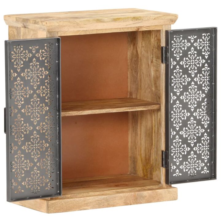 vidaXL Sideboard with Steel Doors 23.6"x13.8"x29.5" Solid Mango Wood