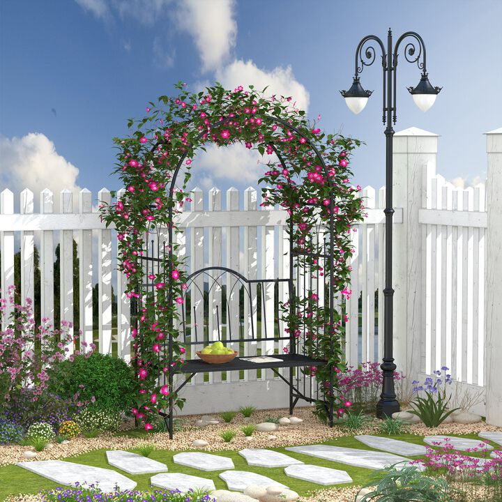 Romantic Garden Arch: 23.25" Metal Arbor with Bench for Two