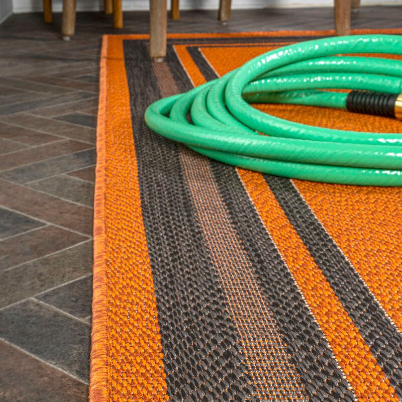 James Modern Border Stripe Indoor/Outdoor Area Rug