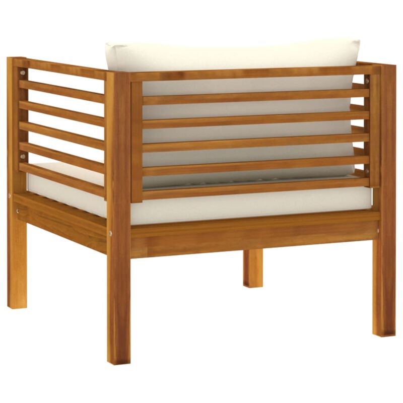 vidaXL Patio Chair with Cream White Cushions Solid Acacia Wood