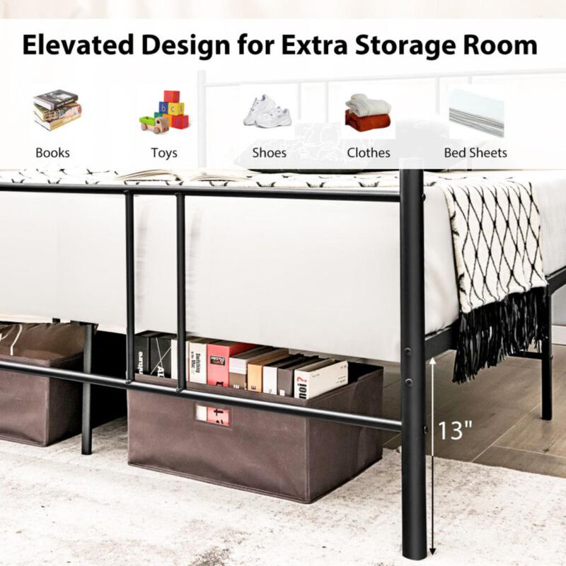 Hivvago Heavy-duty Platform Bed Frame with High Headboard
