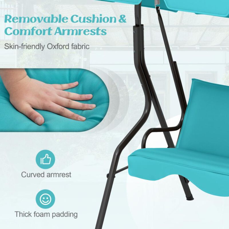 Hivvago 3 Seat Outdoor Patio Canopy Swing with Cushioned Steel Frame