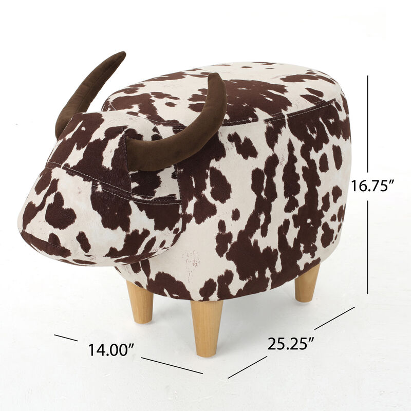 Adorable Cow-Shaped Velvet Ottoman for Kids