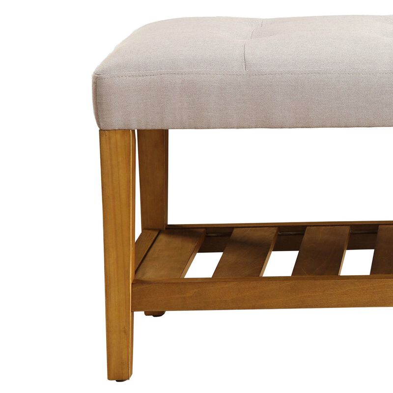 Wooden Bench, Light Gray & Oak-Benzara