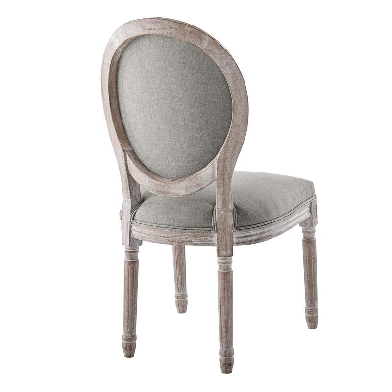 Modway Arise French Vintage Tufted Upholstered Fabric Dining Side Chair in Light Gray