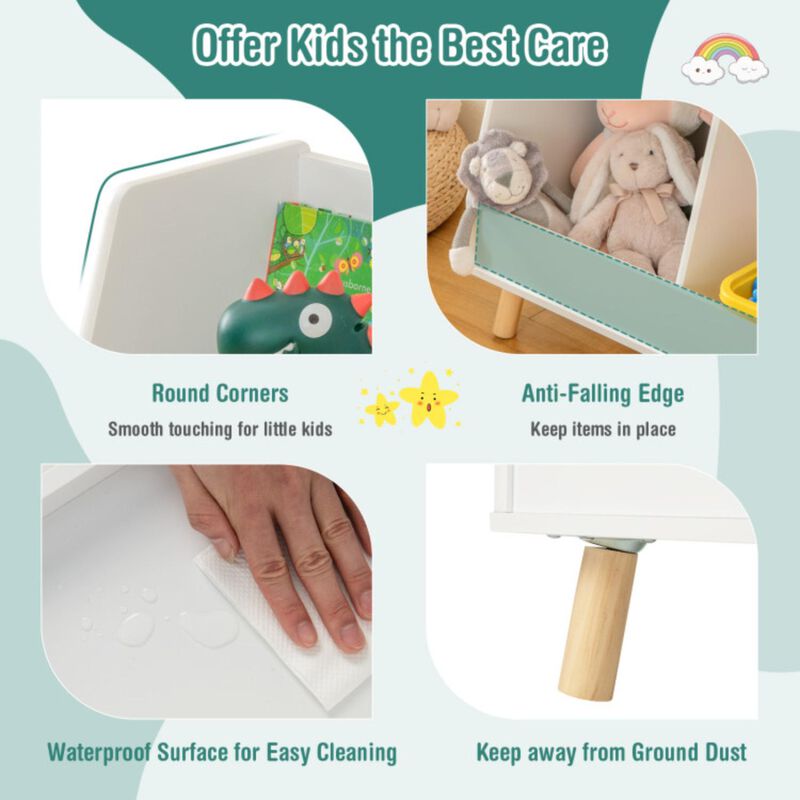 Hivvago 5-Cube Kids Bookshelf and Toy Organizer with Anti-Tipping Kits-White