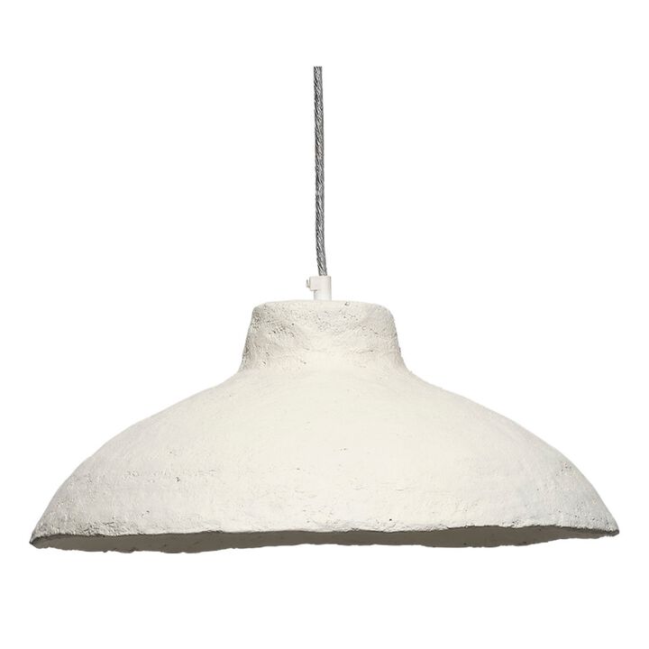 Zoe 96 Inch Pendant Chandelier, Modern Curved Round Paper Mache, Beige - Benzara