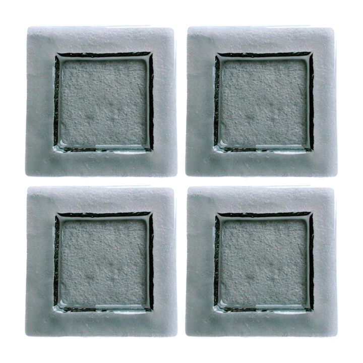 Glass Dinnerware 6" x 6" Square Charcoal Glass Plate (Set of 4)