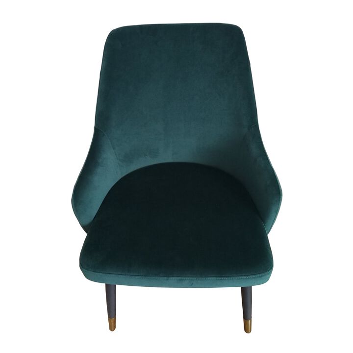 Zini 25 Inch Cushioned Dining Chair, Set of 2, White, Green, Gold Metal - Benzara