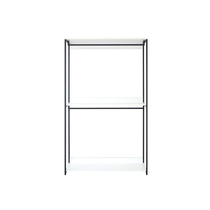 Cox Modular Closet System, 3 Wide White Board Shelves and Black Metal Frame