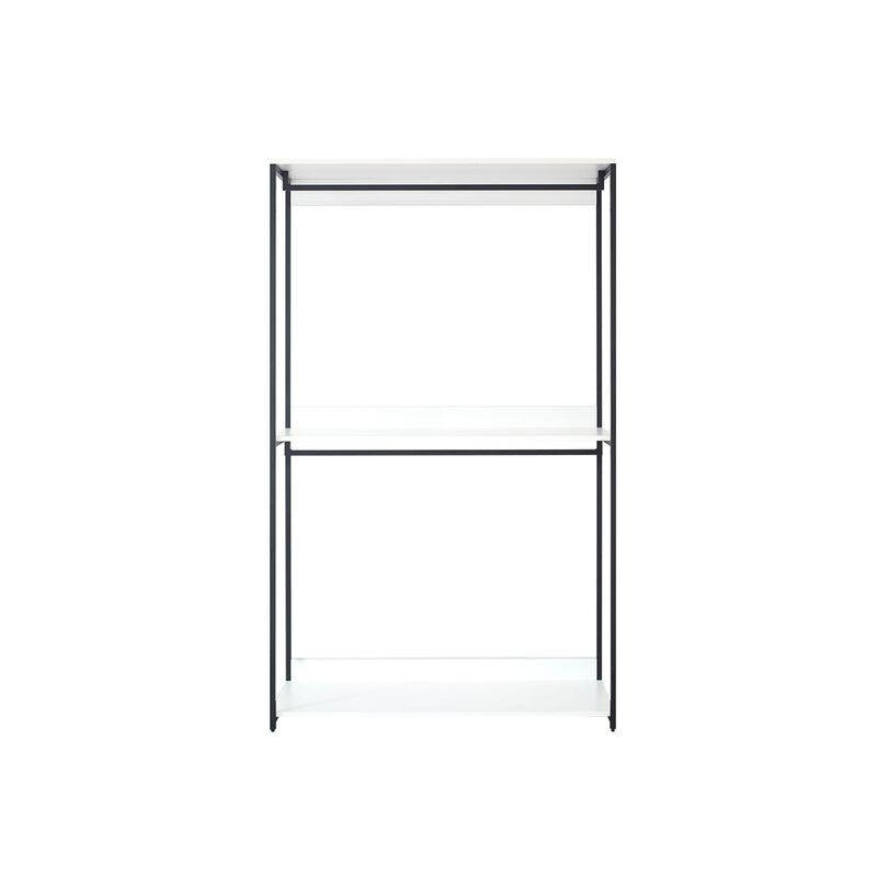 Cox Modular Closet System, 3 Wide White Board Shelves and Black Metal Frame