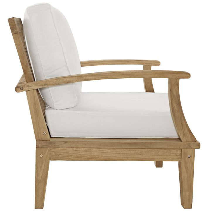 Luxury Marina Teak Wood Outdoor Patio Furniture Sofa Sectional Set - Durable, All-Weather, Modern Design - Includes 2 Armchairs