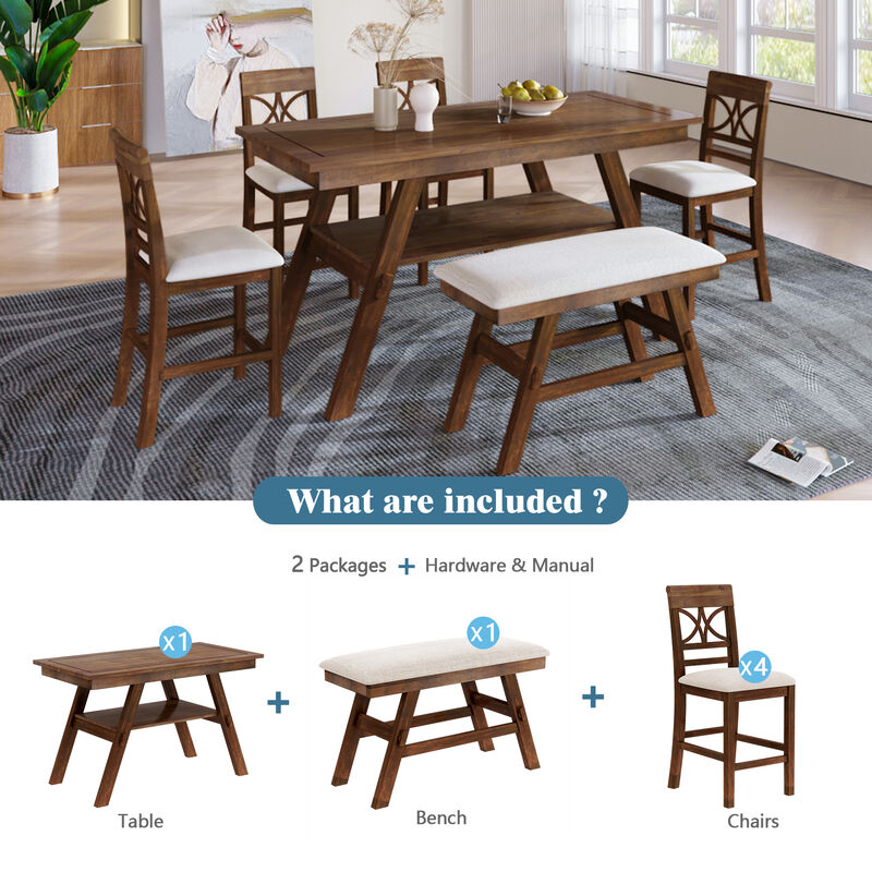 Merax Kitchen Dining Table Set with Bench and 4 Chairs