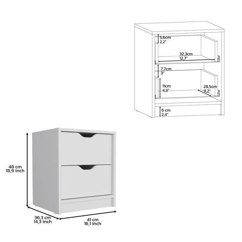 Raymer 2 Piece Bedroom Set, Nightstand + Dresser, White