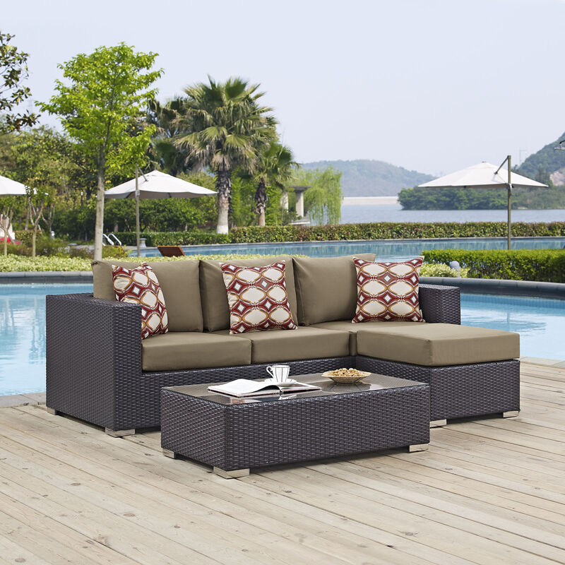 Modway - Convene 3 Piece Outdoor Patio Sofa Set