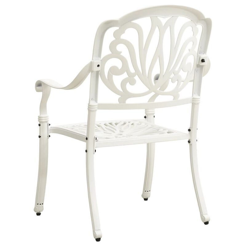 Kasa Outdoor 3pc Bistro Breakfast Set, 2 Chairs, 1 Table, White Metal - Benzara