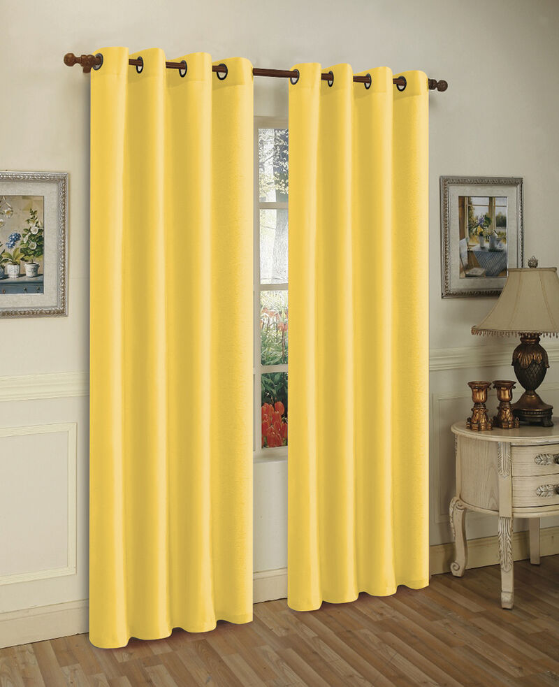 J&V TEXTILES Solid Grommet Faux Silk Window Curtain Drapes Treatment in 84" Length- Set of 2