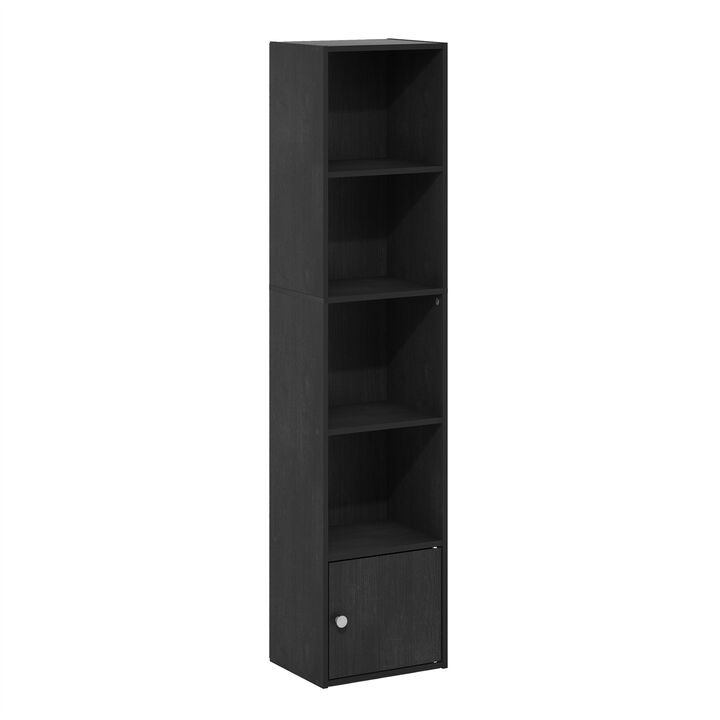 Furinno Luder Shelf Bookcase with 1 Door Storage Cabinet, Blackwood