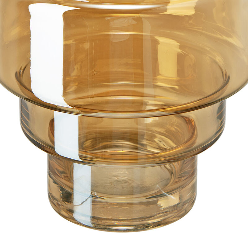 Alma 14 Inch Modern Vase, Geometric Design, Amber Luster Glass Frame-Benzara