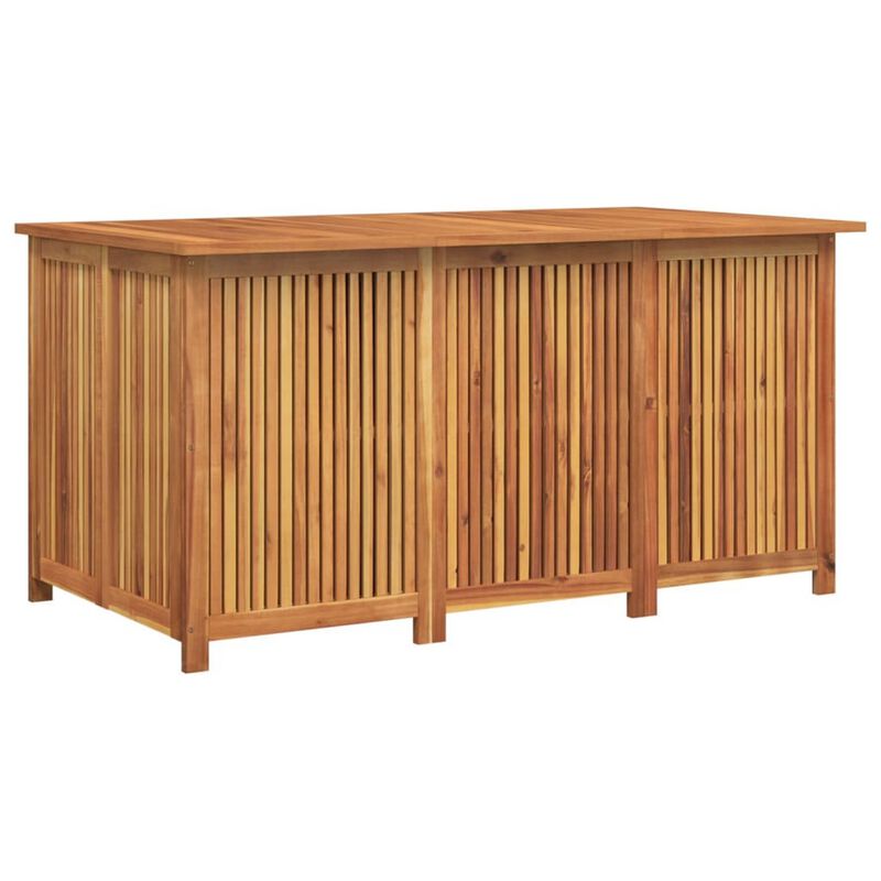 Outdoor Storage Box, Waterproof PE Bag, 59 Inch Brown Acacia Wood - Benzara