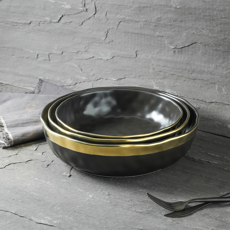 Stone Lain Florian Porcelain Serving Shallow Bowl Set 3 Piece