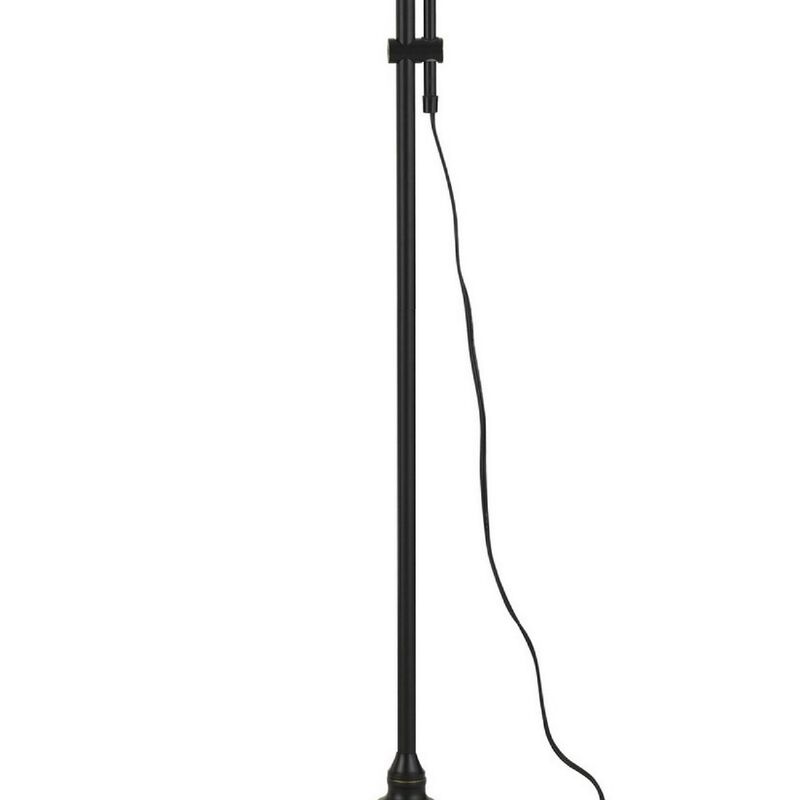 47 Inch Adjustable Metal Floor Lamp and Tapered Shade, Black-Benzara