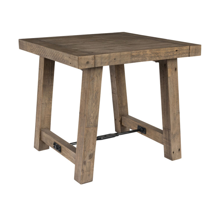 Handcrafted Reclaimed Wood End Table with Grains, Weathered Gray - Benzara