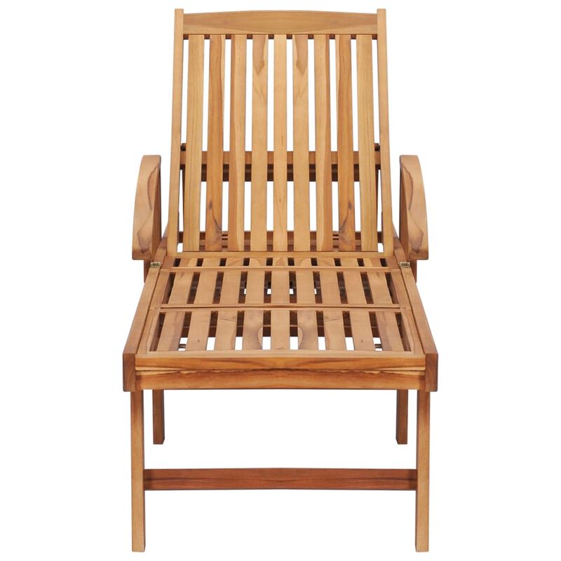 vidaXL Sun Lounger with  Table and Cushion Solid Teak Wood