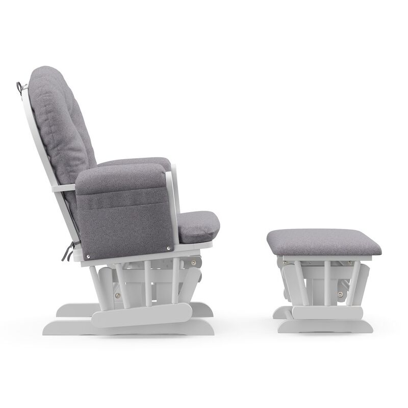 Storkcraft Hoop Glider and Ottoman - White with Gray Swirl