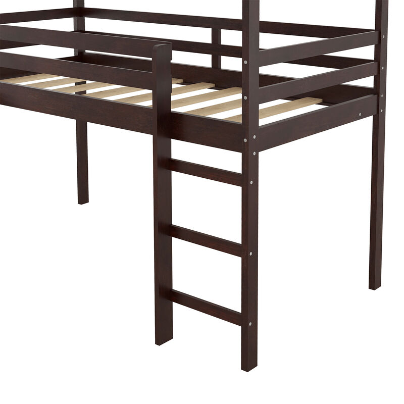 Merax Kids Children House Bed Loft Bed with Slide