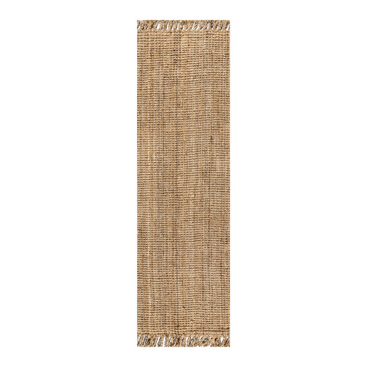 Pata Hand Woven Chunky Jute with Fringe Area Rug