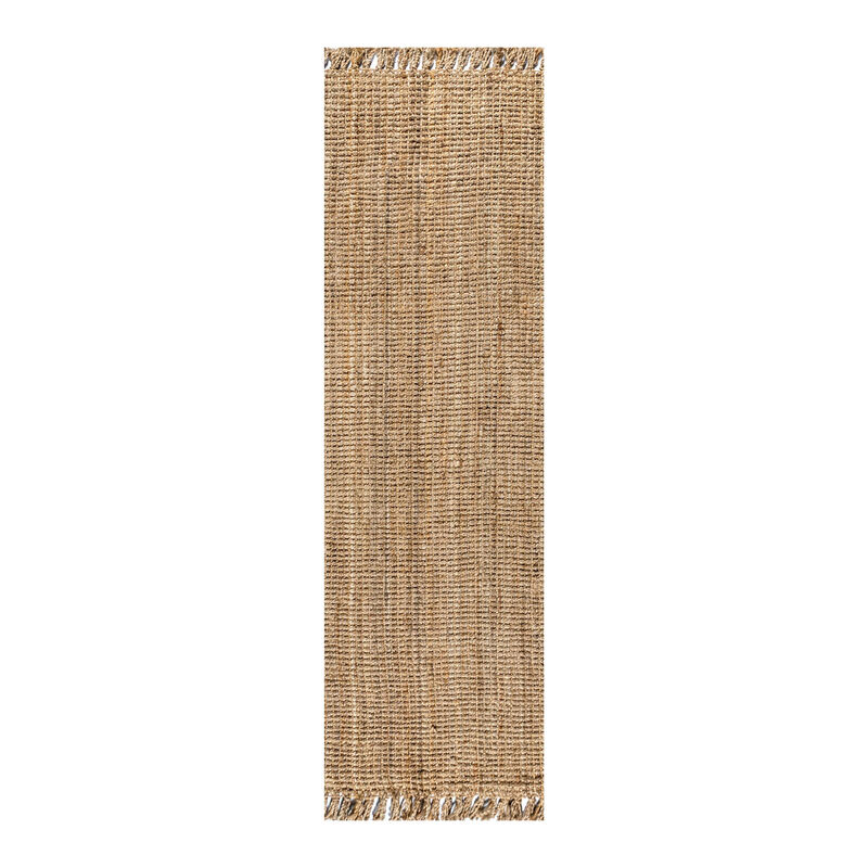 Pata Hand Woven Chunky Jute with Fringe Area Rug