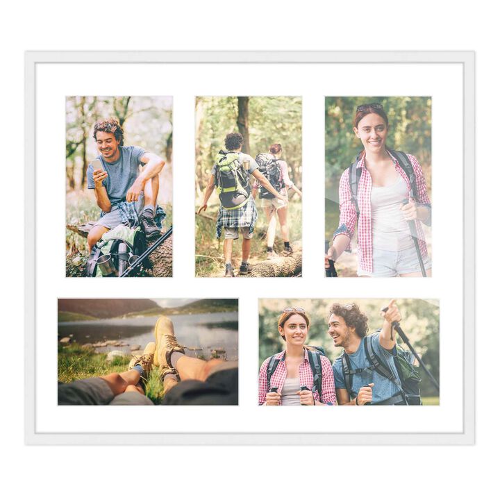 14x16 Wood Collage Frame with a White Mat for 5x7 Pictures