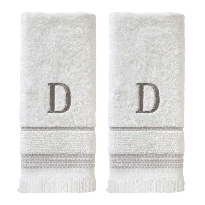SKL Home By Saturday Knight Ltd Casual Monogram Hand Towel Set D - 2-Count - 16X26", White