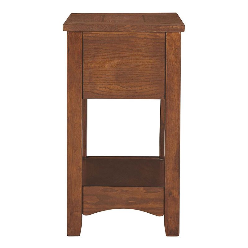Hivvago Mission Style 1 Drawer End Table Nightstand in Brown Wood Finish