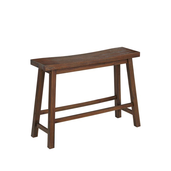 Saddle Design Wooden Bench with Grain Details, Brown-Benzara