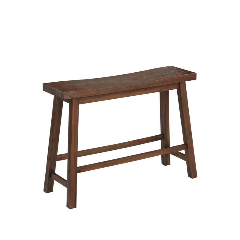 Saddle Design Wooden Bench with Grain Details, Brown-Benzara