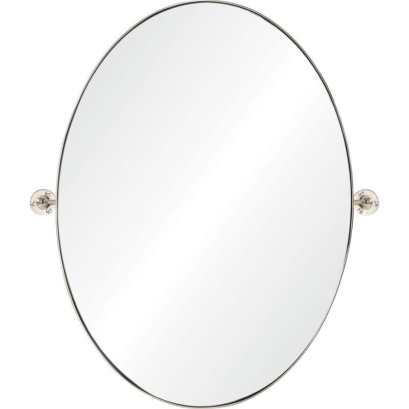 30" Silver Glass Framed Classic Oval Wall Mirror