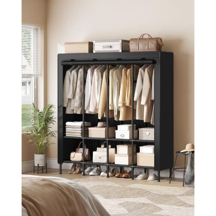 Spacious Wardrobe Closet with Hanging Rails for Organized Clothing Storage