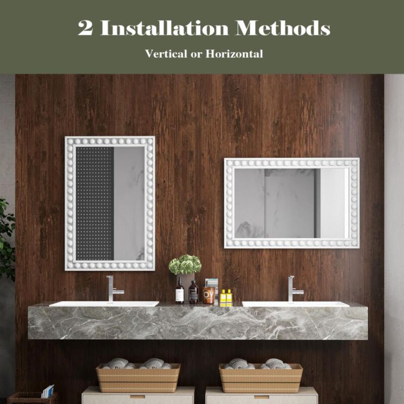 Hivvago 24 x 36 Inches Rustic Wall Mirror with Solid Wood Frame for Living Room  Bedroom