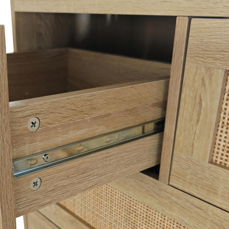4 Drawers Rattan Cabinet, For Bedroom, Living Room, Dining Room, Hallways, Easy Assembly