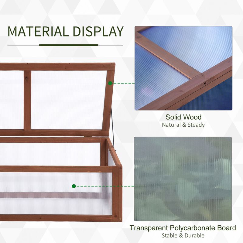 Brown Plant Protector: 39"x26"x16" Wooden Polycarbonate Greenhouse
