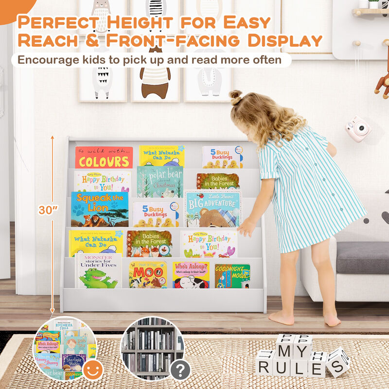 5-Tier Kids Bookshelf with Deep Compartments and Stable Baby Book Case