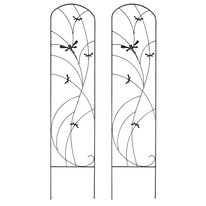 Sunnydaze 55 in Steel Dragonfly Delight Garden Plant Trellis - Set of 2