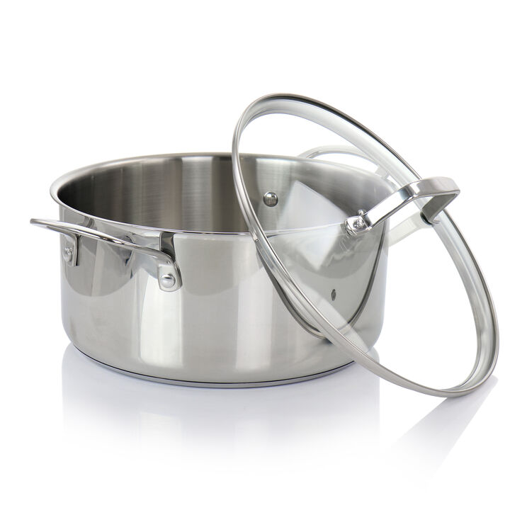 Martha Stewart 5 Quart Stainless Steel Dutch Oven with Vented Glass Lid
