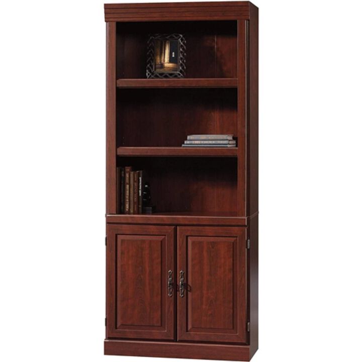 Hivvago 71 inch High 3 Shelf Wooden Bookcase with Storage Drawer in Cherry Finish