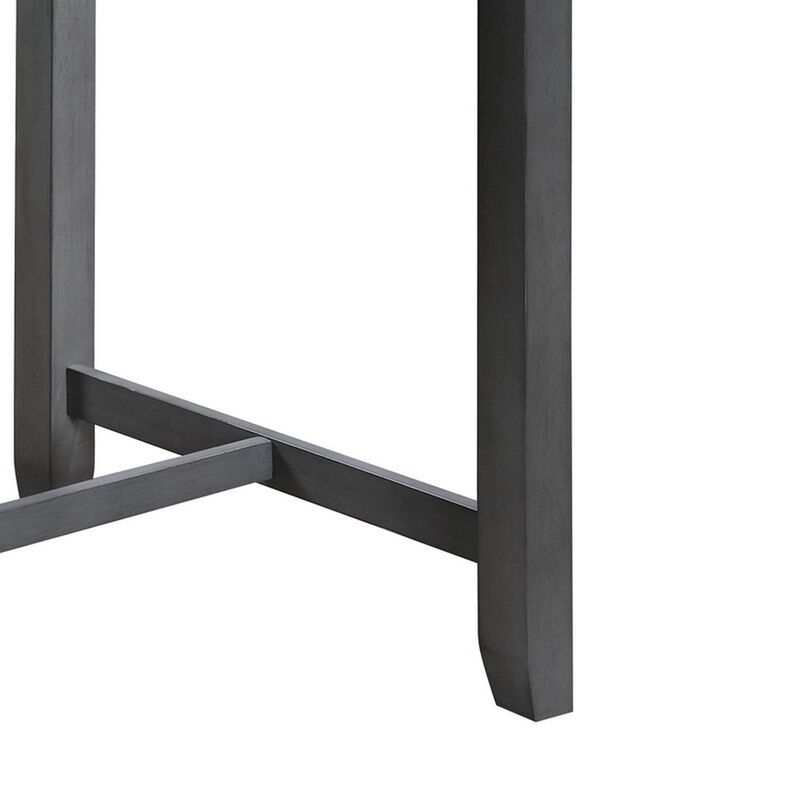 Ham 36 Inch Counter Height Small Dining Table with Shelves, USB Port, Gray - Benzara
