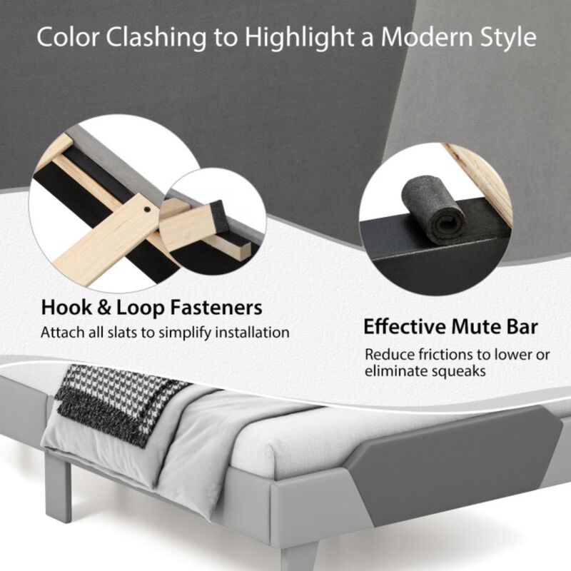 Hivvago Velvet Upholstered Bed Frame with High Headboard