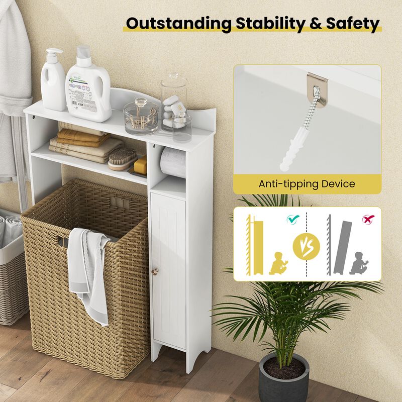 Costway Over the Toilet Storage Cabinet w/Toilet Paper Holder Adjustable Shelves White